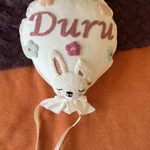 İsme Özel Bebek Dekoratif Balon Yastık -İç Dolgulu, Model: PPK089