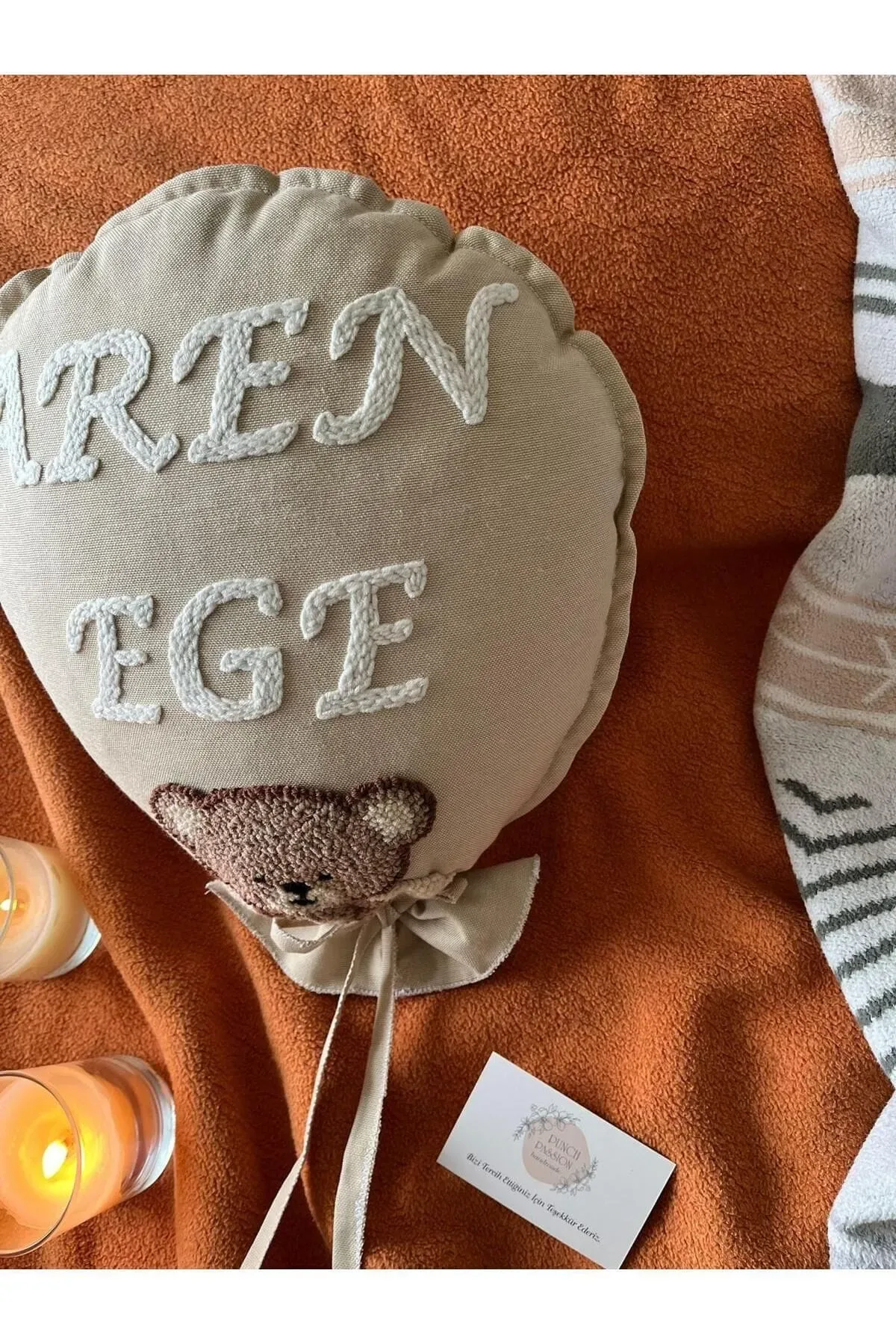 İsme Özel Bebek Dekoratif Balon Yastık -İç Dolgulu, Model: PPK155 - Görsel 3