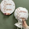 Punch Işlemeli Isimli Kapı Süsü Ve Takı Yastığı (Balon Yastık) Takımı (İÇ DOLGULU)