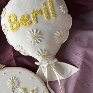 Punch Işlemeli Isimli Kapı Süsü Ve Takı Yastığı (Balon Yastık) Takımı (İÇ DOLGULU) - Görsel 3