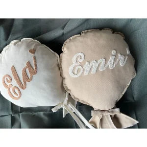 Punch Işlemeli Isimli Kapı Süsü Ve Takı Yastığı (Balon Yastık) Takımı (İÇ DOLGULU)