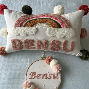 Punch Işlemeli Isimli Kapı Süsü Ve Takı Yastığı Takımı (İÇ DOLGUSUZ)