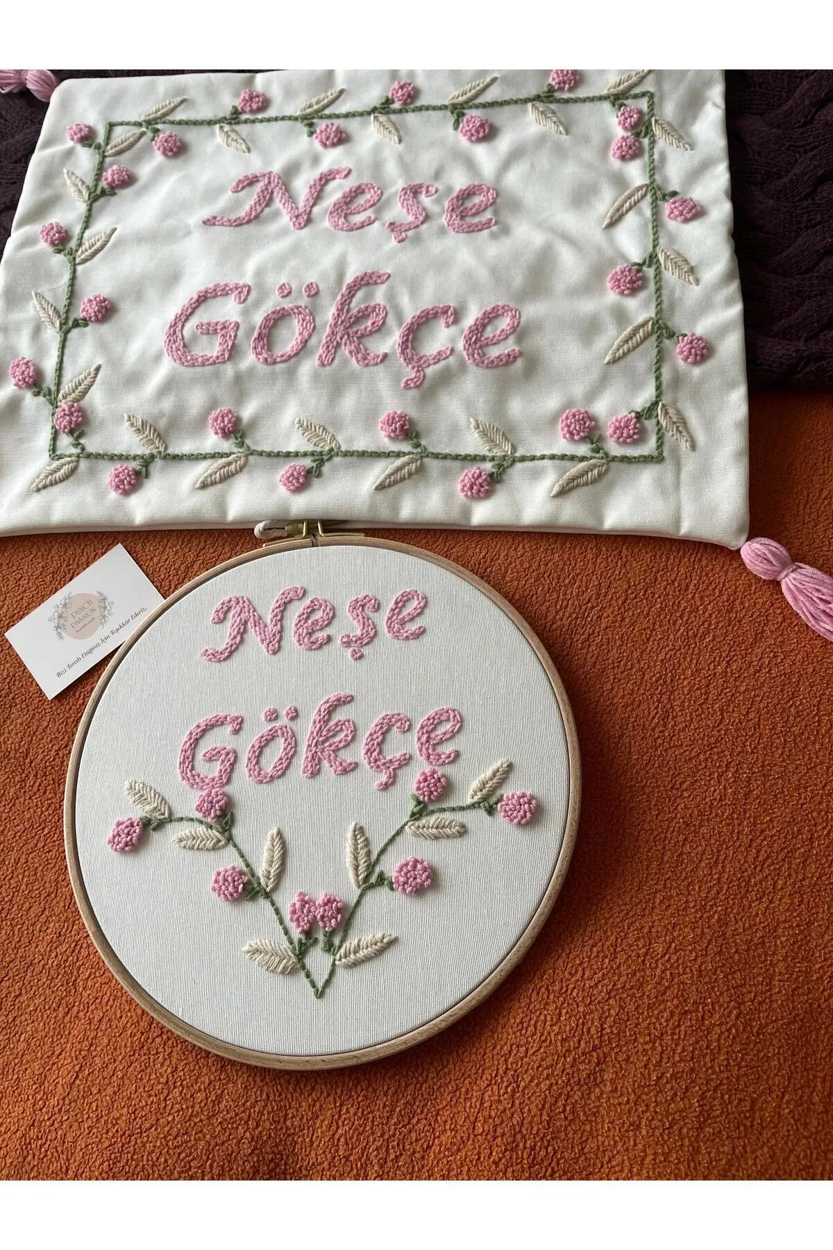 Punch Işlemeli Isimli Kapı Süsü Ve Takı Yastığı Takımı (İÇ DOLGUlu ) Model: PPS027 - Görsel 3