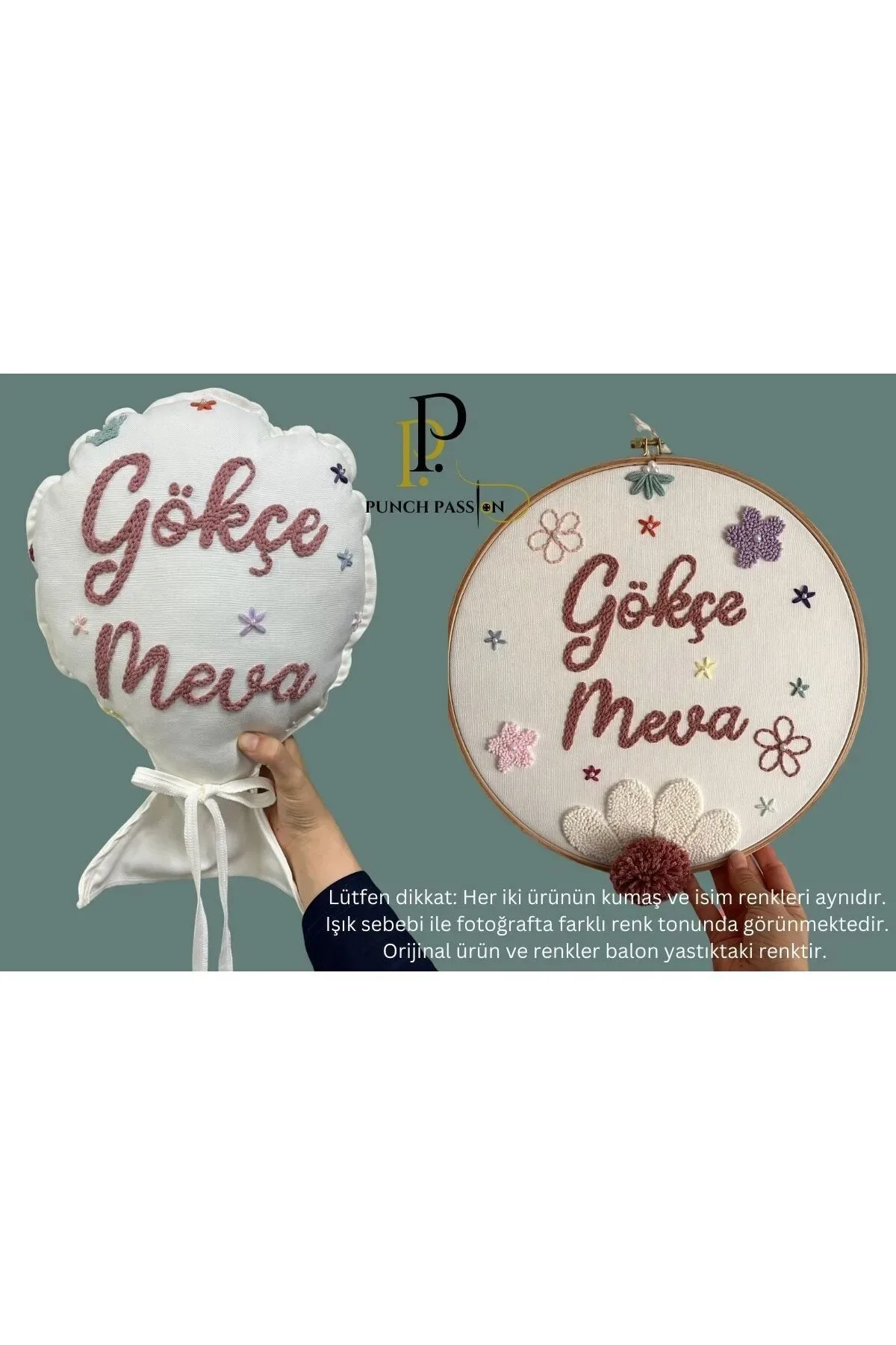 Punch Işlemeli Isimli Kapı Süsü Ve Takı Yastığı Takımı (İÇ DOLGUlu) Model: PPS033