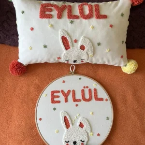 Punch Işlemeli Isimli Kapı Süsü Ve Takı Yastığı Takımı (İÇ DOLGUSUZ) Model: PPS036