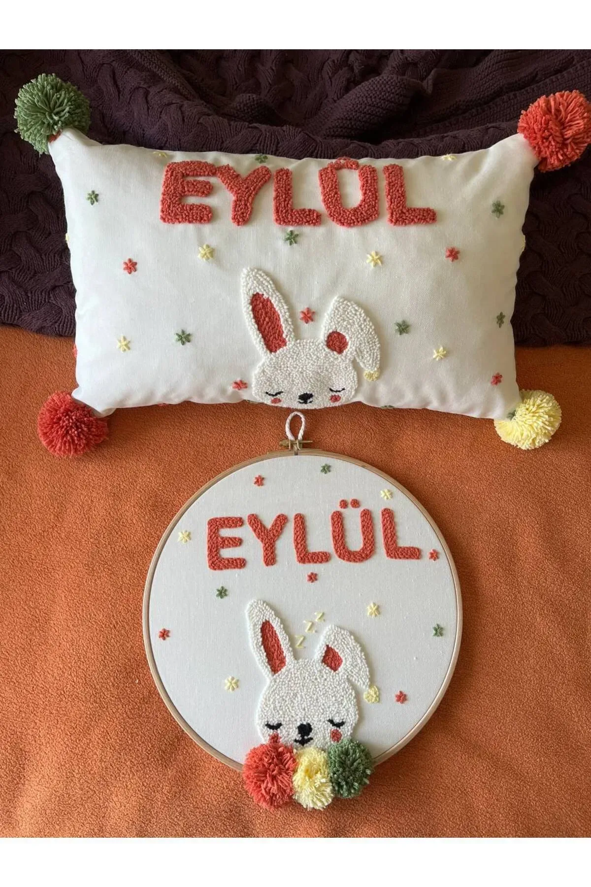 Punch Işlemeli Isimli Kapı Süsü Ve Takı Yastığı Takımı (İÇ DOLGUSUZ) Model: PPS036