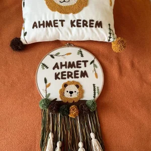 Punch Işlemeli Isimli Kapı Süsü Ve Takı Yastığı Takımı (İÇ DOLGUSUZ) Model: PPS037