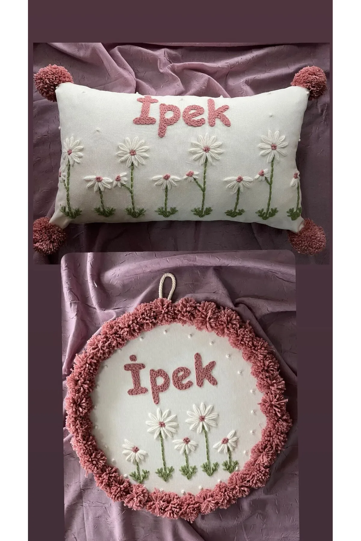 Punch Işlemeli Isimli Kapı Süsü Ve Takı Yastığı Takımı (İÇ DOLGUSUZ) Model: PPS054