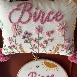 Punch Işlemeli Isimli Kapı Süsü Ve Takı Yastığı Takımı (İÇ DOLGUSUZ) Model: PPS062
