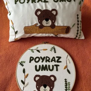 Punch Işlemeli Isimli Kapı Süsü Ve Takı Yastığı Takımı (İÇ DOLGUSUZ) Model: PPS020