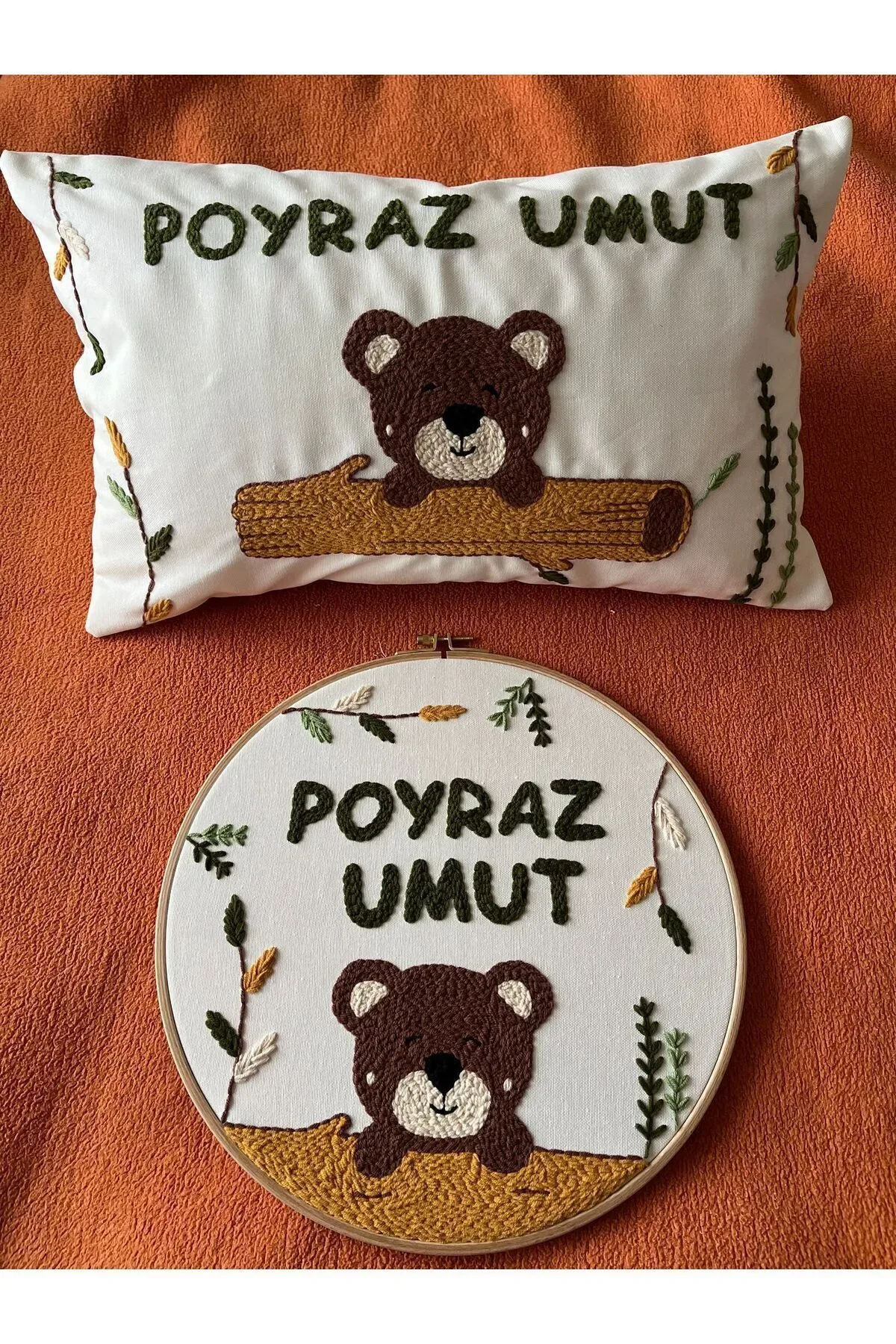 Punch Işlemeli Isimli Kapı Süsü Ve Takı Yastığı Takımı (İÇ DOLGUSUZ) Model: PPS020