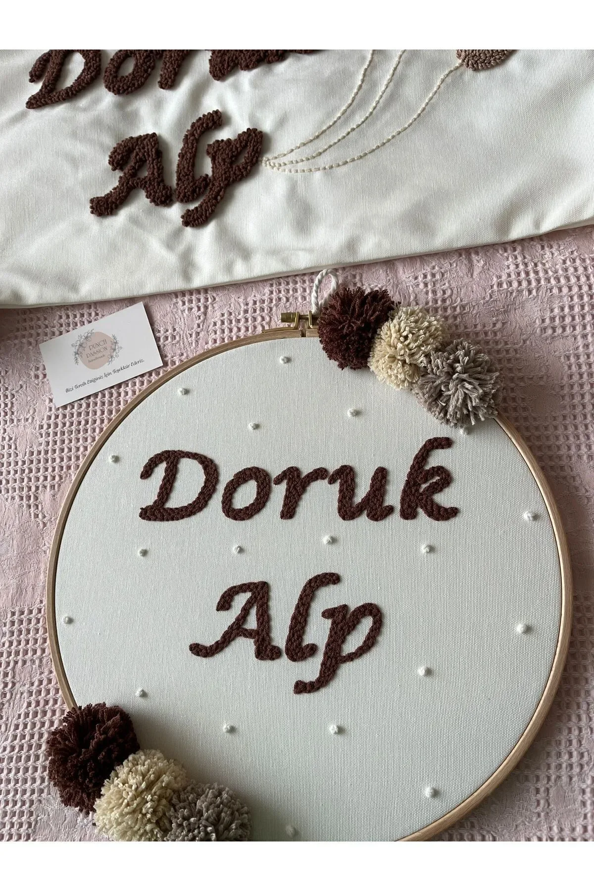 Punch Işlemeli Isimli Kapı Süsü Ve Takı Yastığı Takımı (İÇ DOLGUSUZ) Model: PPS022 - Görsel 2