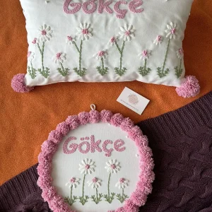 Punch Işlemeli Isimli Kapı Süsü Ve Takı Yastığı Takımı (İÇ DOLGUsuz) Model: PPS028
