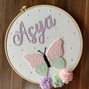 Bebek kapı süsü, hastane kapı süsü, 30 cm, punch nakışlı, isimli kapı süsü hediyelik-Model: PP.BKS.003