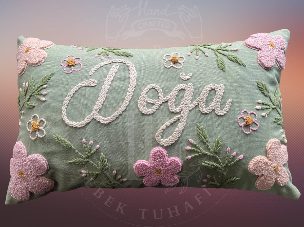 Bebek takı yastığı, punch nakışlı (30×50 – Sadece Kılıf) isme özel bebek hediyelik, kırlent-PP.BTY.031 - Görsel 2