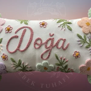 Bebek takı yastığı, punch nakışlı (30×50 – Sadece Kılıf) isme özel bebek hediyelik, kırlent-PP.BTY.032