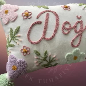 Bebek takı yastığı, punch nakışlı (30×50 – Sadece Kılıf) isme özel bebek hediyelik, kırlent-PP.BTY.032 - Görsel 3