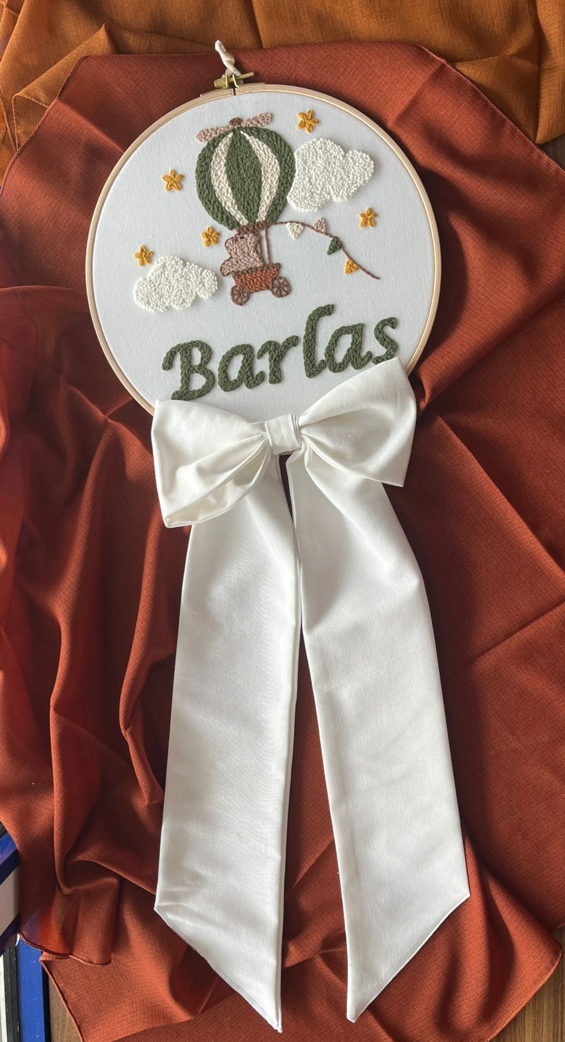 Bebek kapı süsü, hastane kapı süsü, 30 cm, punch nakışlı, isimli kapı süsü hediyelik-Model: PP.BKS.006