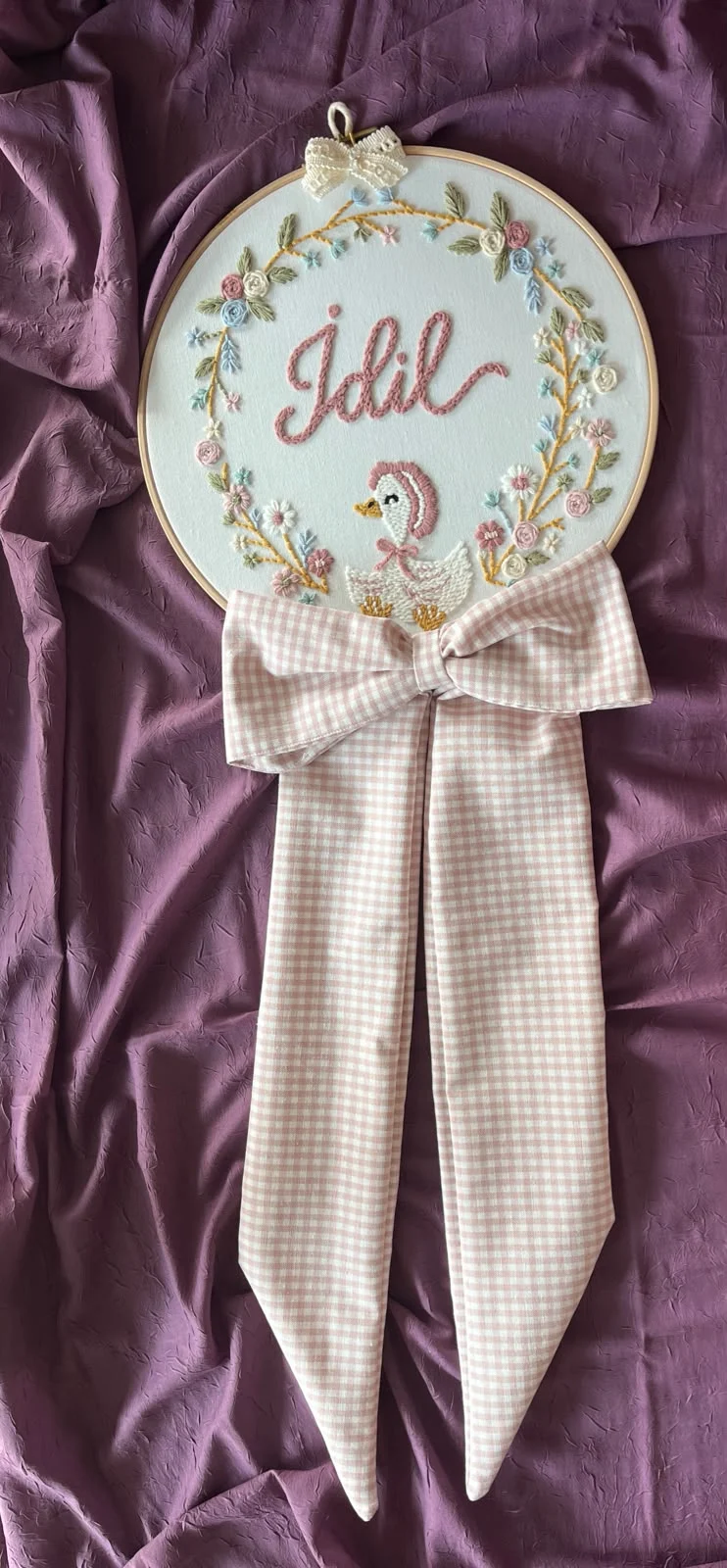 Bebek kapı süsü, hastane kapı süsü, 30cm, punch nakışlı, isimli kapı süsü hediyelik-Model:PP.BKS.0013