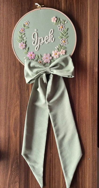 Bebek kapı süsü, hastane kapı süsü, 30cm, punch nakışlı, isimli kapı süsü hediyelik-Model:PP.BKS.0018