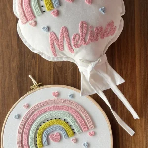 İsimli Bebek kapı süsü ve takı yastığı takımı (İÇ DOLGULU-Balon Yastık) bebek hediyelik-Model:PP.BS.0004