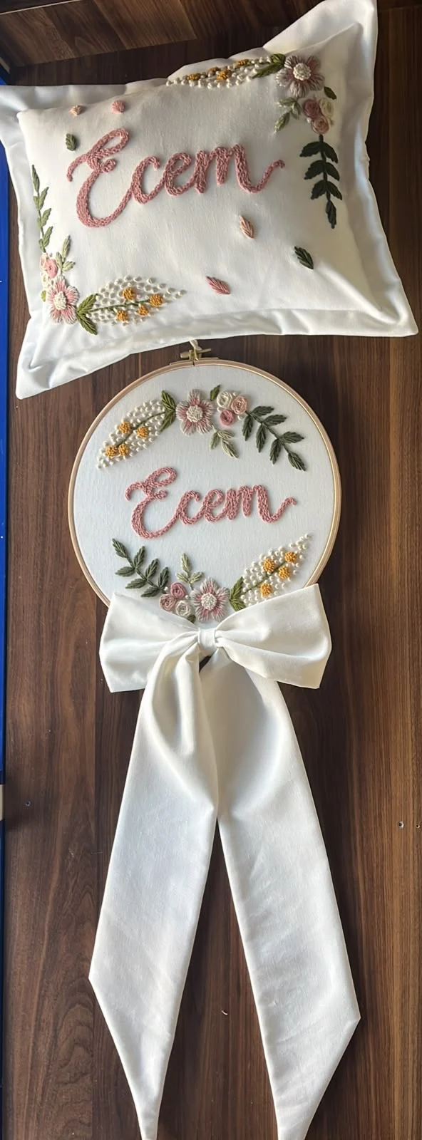 İsimli Bebek kapı süsü-takı yastığı takımı, punch nakışlı (DOLGULU) bebek hediyelik-Model:PP.BS.003 - Görsel 2
